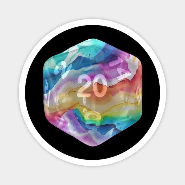 Nat20 Rainbow watercolor Magnet by Geomhectic